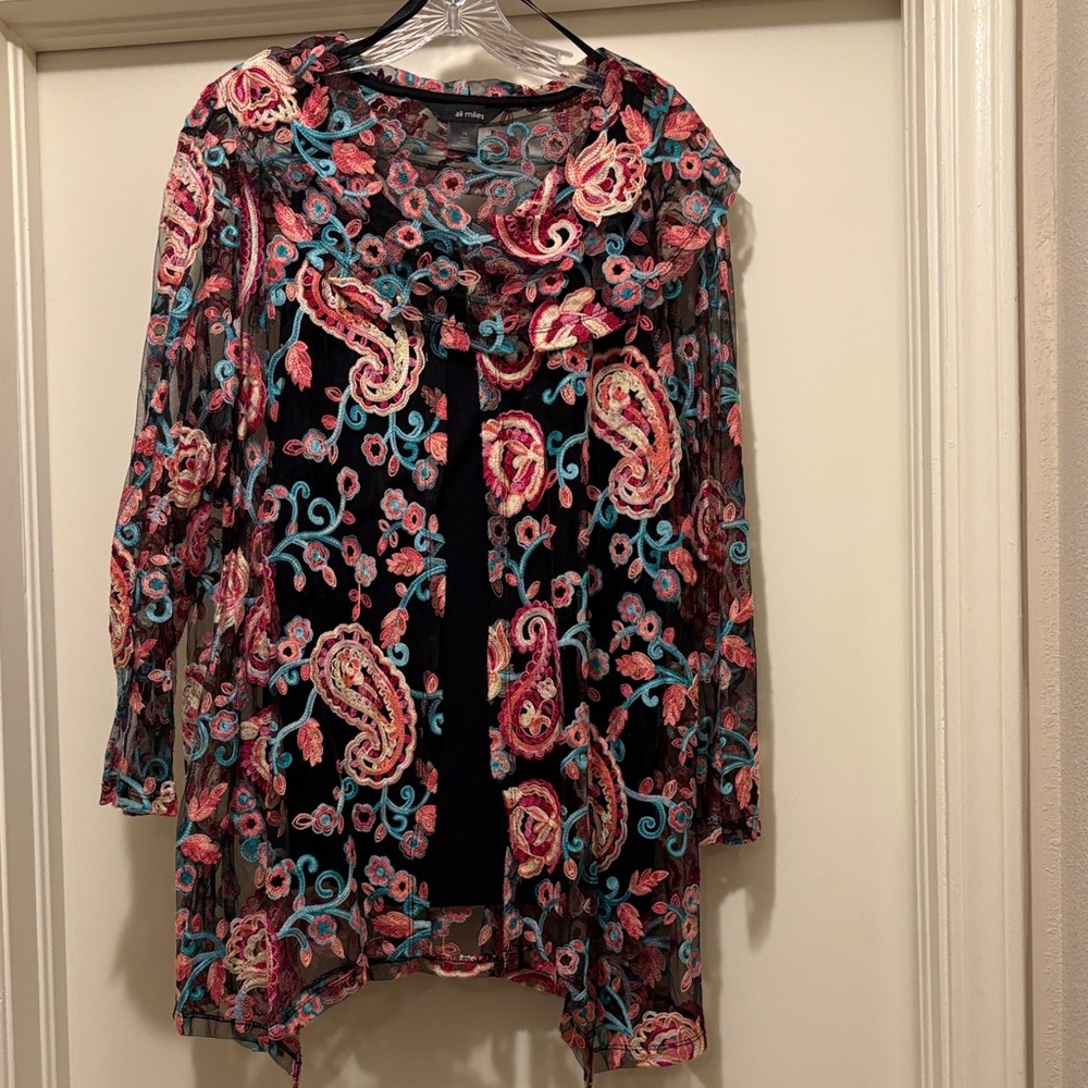 Ali Miles Multicolor Paisley Sheer Blouse